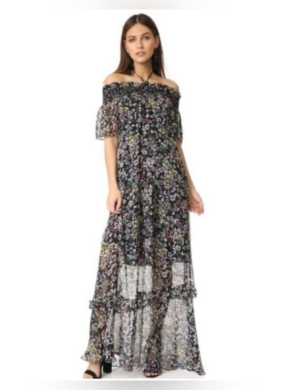 Rebecca Minkoff Loma Floral-Print Maxi  Boho Whimsigoth Fairy Ethereal Dress sz4 - Picture 2 of 15